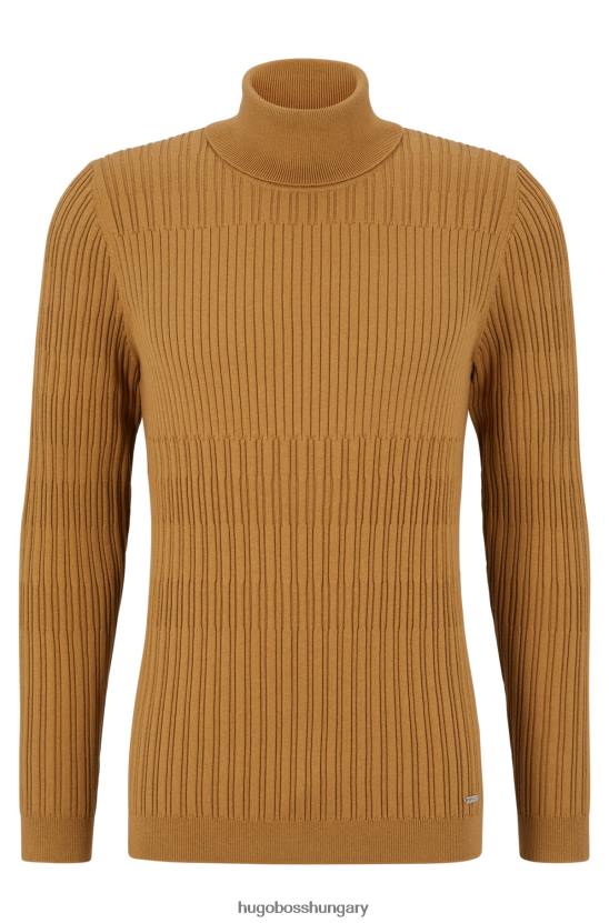 Hugo Boss hugo extra vékony szabású rollneck pulóver, vegyes szerkezetű világosbarna 80P62711 világos barna