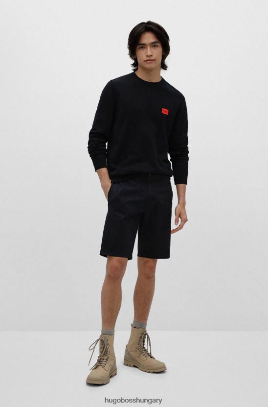 Hugo Boss hugo fekete biopamut pulóver piros logóval 80P62399 fekete