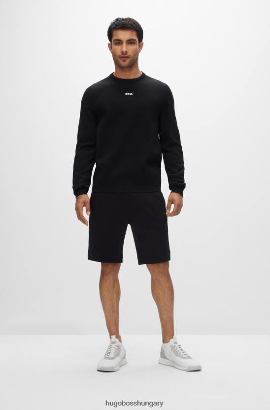 Hugo Boss hugo fekete pamutkeverék, normál szabású pulóver kontrasztos logóval 80P62992 fekete