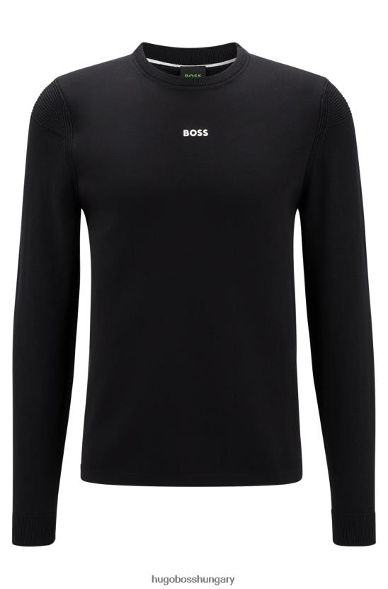 Hugo Boss hugo fekete pamutkeverék, normál szabású pulóver kontrasztos logóval 80P62992 fekete