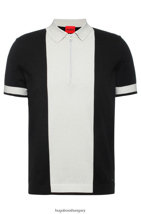 Hugo Boss hugo fekete pamutkeverék pólópulóver cipzárral 80P63967 fekete