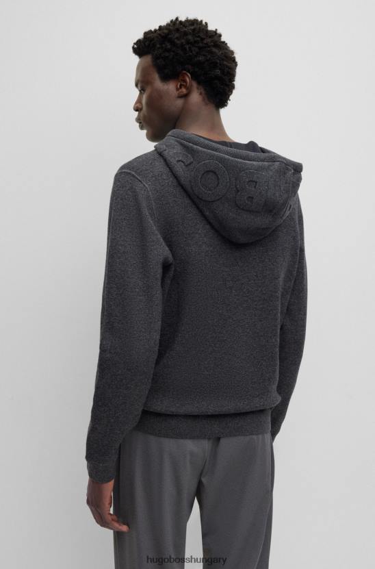 Hugo Boss hugo normál szabású kapucnis pamut és szűz gyapjú fekete színben 80P62785 fekete