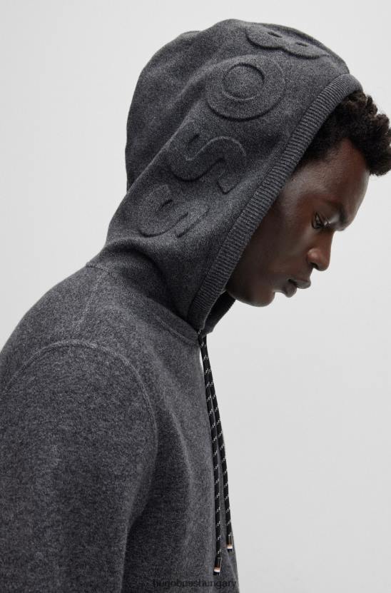 Hugo Boss hugo normál szabású kapucnis pamut és szűz gyapjú fekete színben 80P62785 fekete