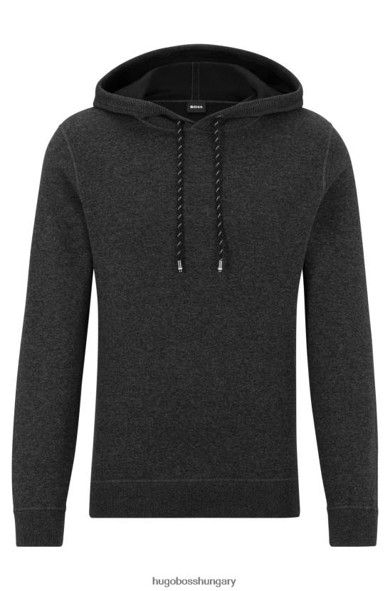 Hugo Boss hugo normál szabású kapucnis pamut és szűz gyapjú fekete színben 80P62785 fekete