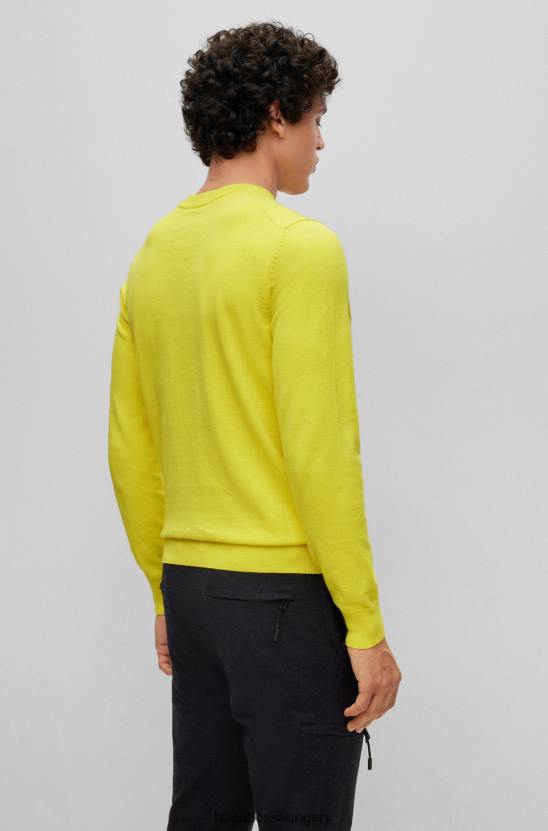 Hugo Boss hugo sárga tiszta pamut normál szabású pulóver hímzett logóval 80P6901 sárga