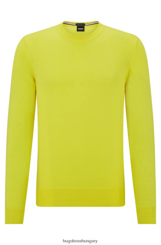 Hugo Boss hugo sárga tiszta pamut normál szabású pulóver hímzett logóval 80P6901 sárga