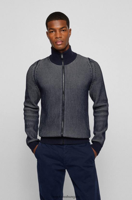 Hugo Boss hugo sötétkék cipzáras kardigán bio-pamut keverékből 80P62367 sötétkék