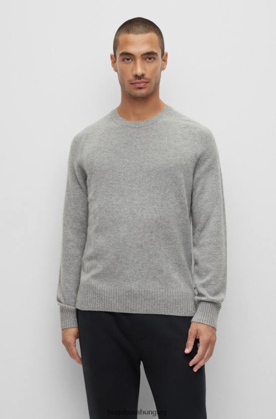 Hugo Boss hugo világosszürke, bő nyakú pulóver felelős kasmírból 80P63858 világos szürke