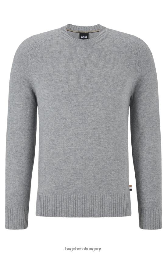 Hugo Boss hugo világosszürke, bő nyakú pulóver felelős kasmírból 80P63858 világos szürke