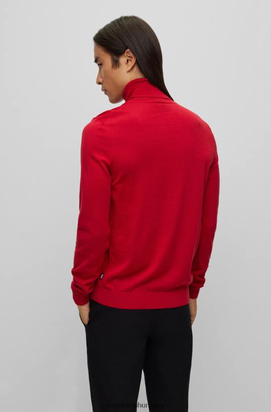 Hugo Boss karcsúsított nyakú, szűz gyapjú piros hugo pulóver 80P6983 piros