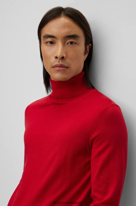 Hugo Boss karcsúsított nyakú, szűz gyapjú piros hugo pulóver 80P6983 piros