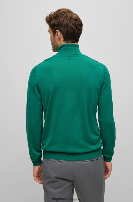 Hugo Boss karcsúsított nyakú, szűz gyapjú zöld hugo pulóver 80P6987 zöld