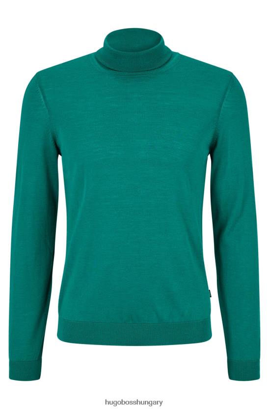 Hugo Boss karcsúsított nyakú, szűz gyapjú zöld hugo pulóver 80P6987 zöld