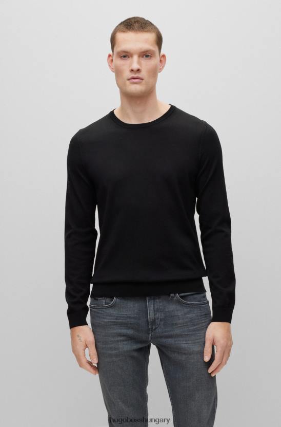 Hugo Boss karcsú szabású szűz gyapjú hugo fekete pulóver 80P62599 fekete