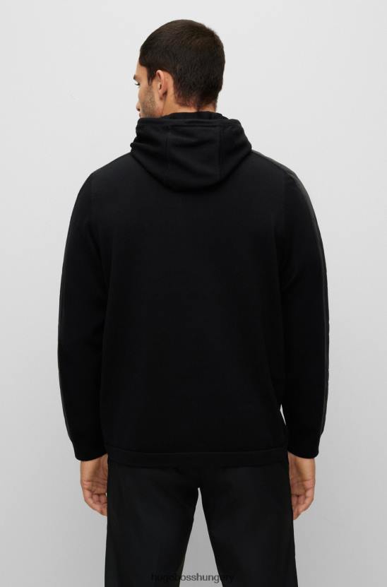 Hugo Boss laza szabású hibrid kapucnis pulóver snood design fekete hugo színben 80P62068 fekete
