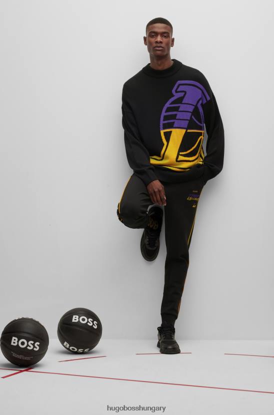 Hugo Boss laza szabású pulóver intarsia logóval hugo nba lakers 80P63829 nba lakers