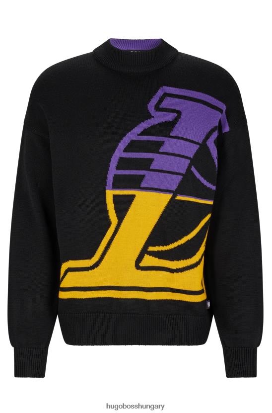 Hugo Boss laza szabású pulóver intarsia logóval hugo nba lakers 80P63829 nba lakers