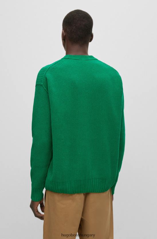 Hugo Boss laza szabású pulóver tiszta pamut zsenília hugo zöld színben 80P63639 zöld