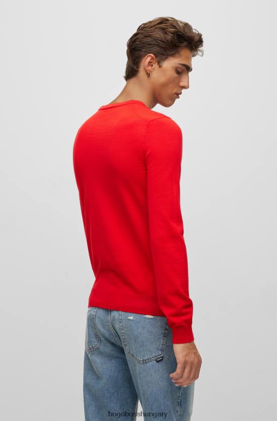 Hugo Boss piros hugo karcsúsított pulóver extra finom merinó gyapjúból 80P62789 piros