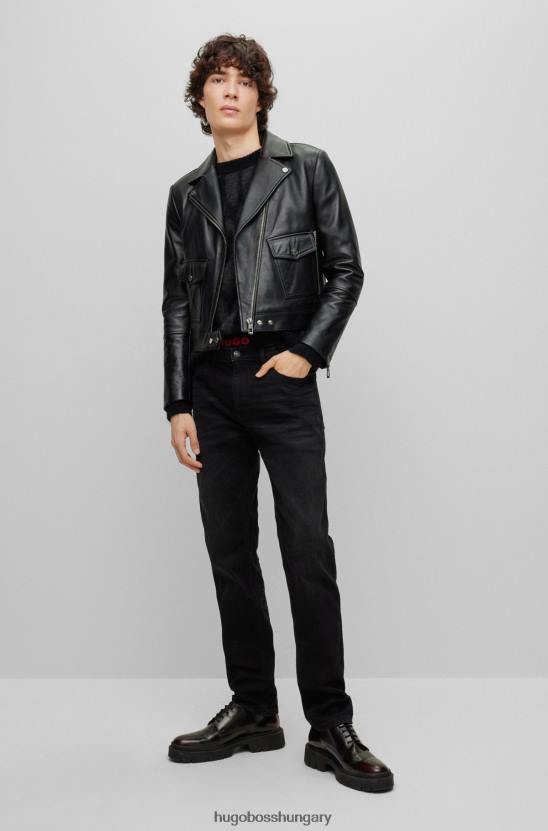 Hugo Boss túlméretezett szabású pulóver, fekete hugo jaglion motívummal 80P63373 fekete