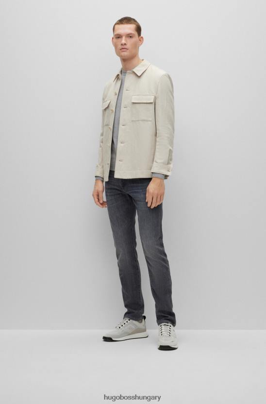 Hugo Boss tiszta pamut normál szabású pulóver hímzett logóval ezüst hugo 80P6903 ezüst