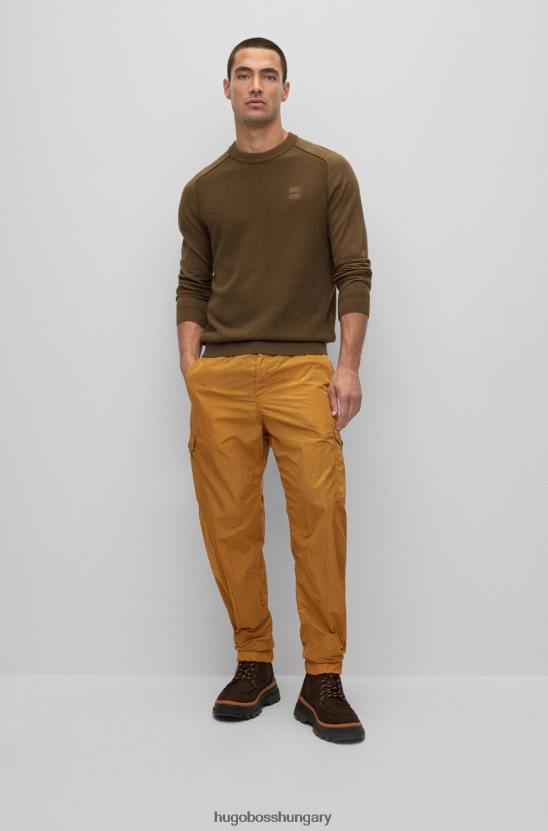 Hugo Boss vegyes szerkezetű pamut-kasmír pulóver, sötétzöld hugo szőtt címkével 80P61969 sötétzöld