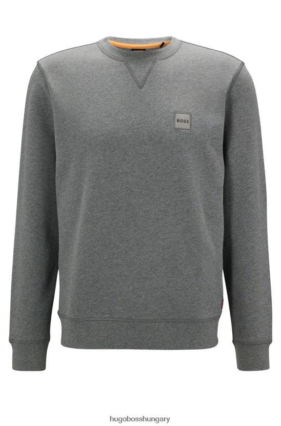 Hugo Boss hugo laza szabású pamut pulóver világosszürke logóval 80P6926 világos szürke