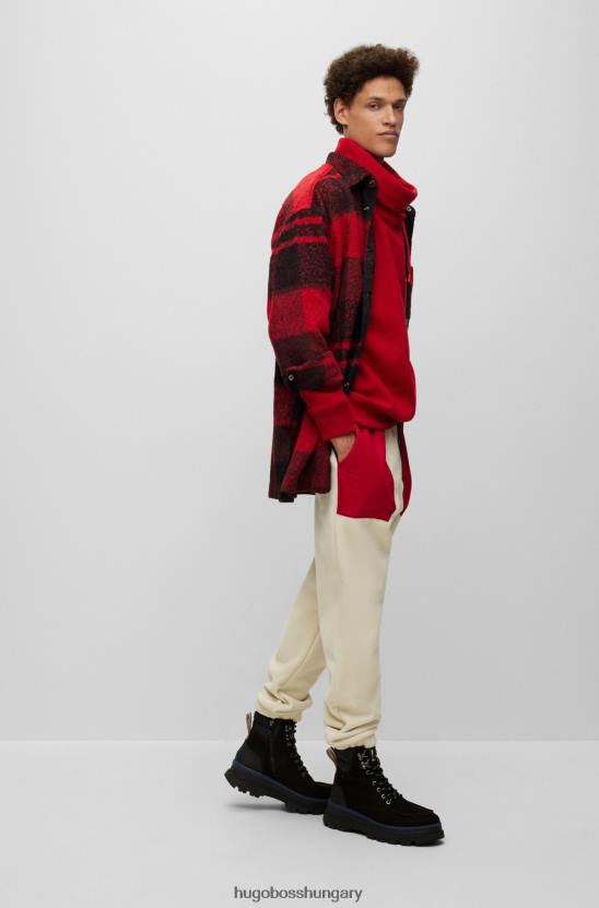 Hugo Boss hugo piros pamutkeverék, normál szabású pulóver logóval 80P63647 piros