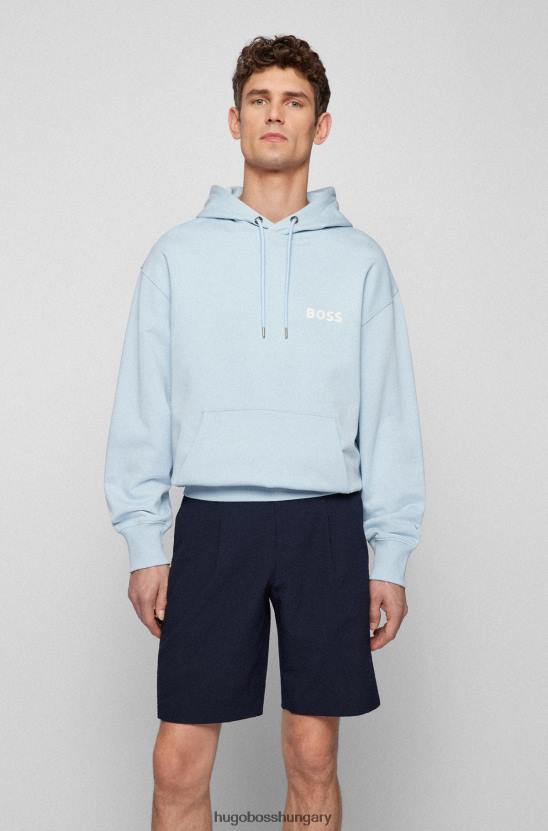 Hugo Boss hugo világoskék biopamut kapucnis pulóver gumimintás logóval 80P62544 világoskék