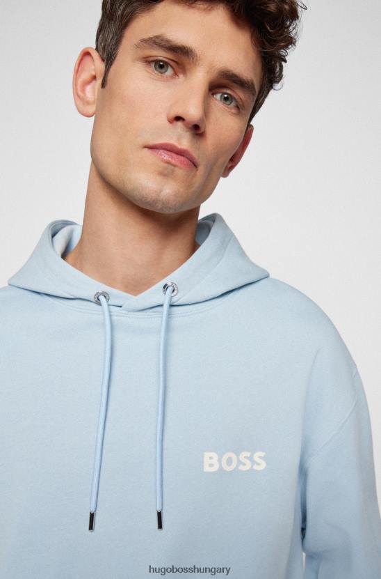 Hugo Boss hugo világoskék biopamut kapucnis pulóver gumimintás logóval 80P62544 világoskék