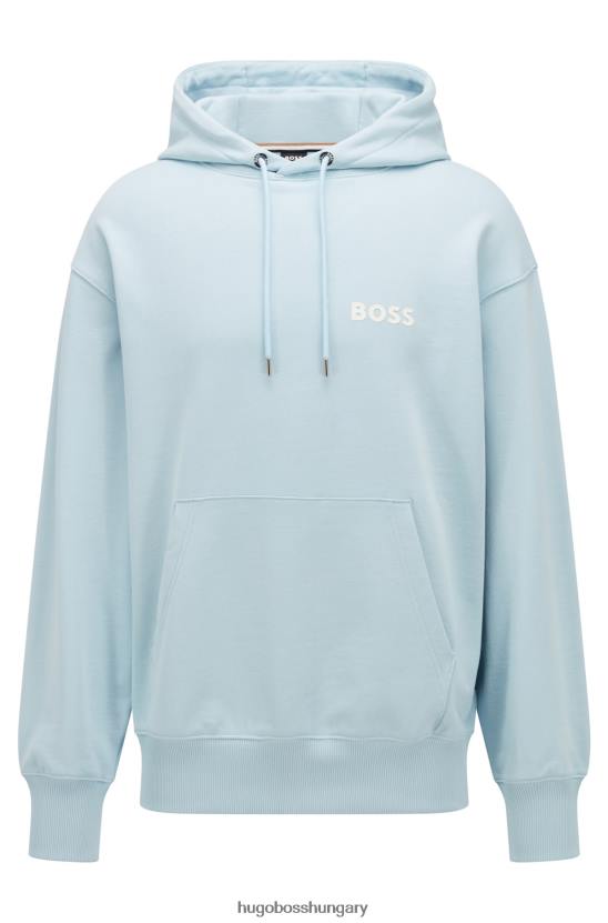 Hugo Boss hugo világoskék biopamut kapucnis pulóver gumimintás logóval 80P62544 világoskék
