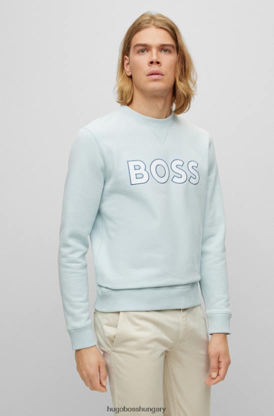Hugo Boss hugo világoskék laza szabású pulóver kontrasztos logóval 80P63930 világoskék