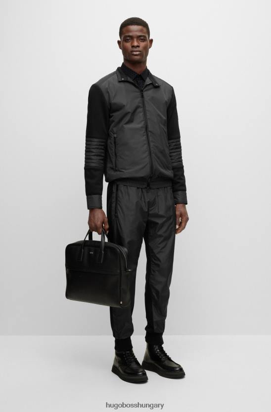 Hugo Boss kifordítható, cipzáras párnázott pulóver vegyes anyagokból hugo fekete 80P64304 fekete