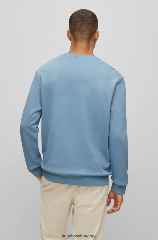 Hugo Boss világoskék, laza szabású pamut pulóver hugo logóval 80P6922 világoskék
