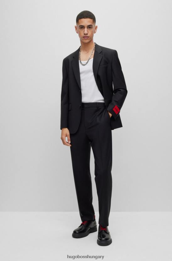 Hugo Boss fekete hugo modern szabású öltöny teljesítmény szűz-gyapjú keverékben 80P62294 fekete