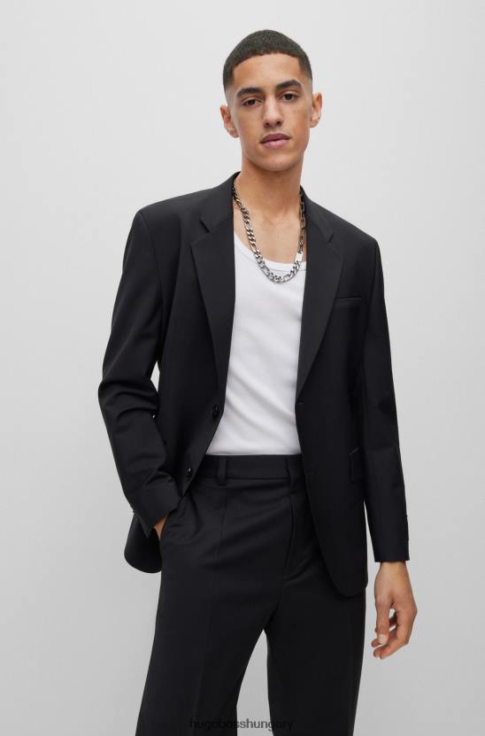 Hugo Boss fekete hugo modern szabású öltöny teljesítmény szűz-gyapjú keverékben 80P62294 fekete