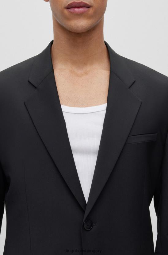 Hugo Boss fekete hugo modern szabású öltöny teljesítmény szűz-gyapjú keverékben 80P62294 fekete