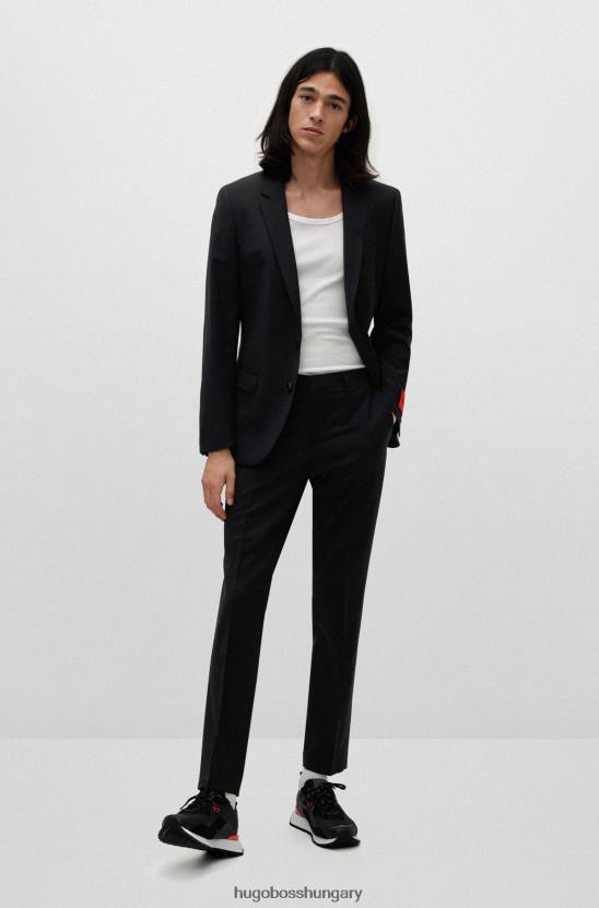 Hugo Boss fekete hugo slim-fit öltöny sztreccs gyapjú keverékből 80P61494 fekete