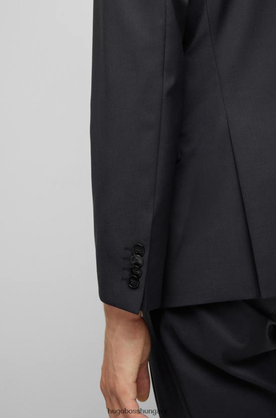 Hugo Boss háromrészes karcsúsított öltöny szűz gyapjú hugo fekete színben 80P61249 fekete