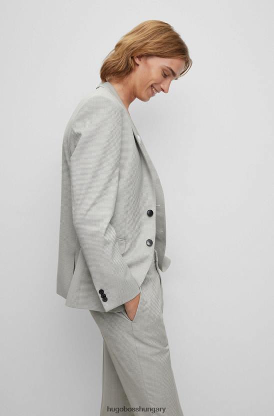 Hugo Boss hugo extra vékony szabású öltöny mintás gyapjúkeverék világos bézs színben 80P64204 világos bézs