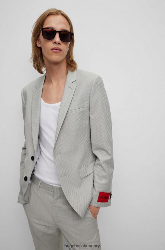 Hugo Boss hugo extra vékony szabású öltöny mintás gyapjúkeverék világos bézs színben 80P64204 világos bézs