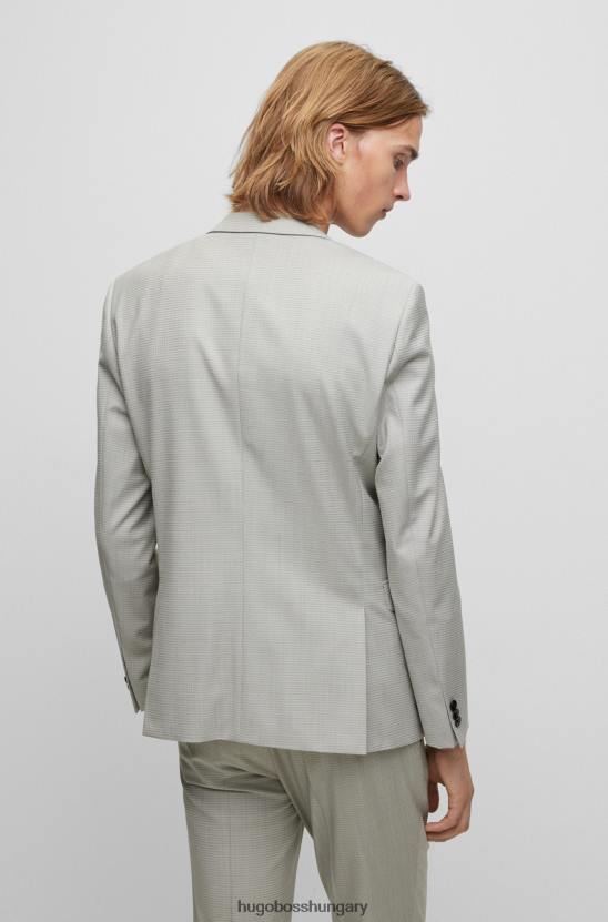 Hugo Boss hugo extra vékony szabású öltöny mintás gyapjúkeverék világos bézs színben 80P64204 világos bézs