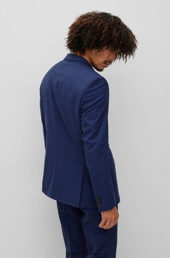 Hugo Boss hugo sötétkék, vékony szabású öltöny teljesítmény-sztreccs kockás anyagból 80P62580 sötétkék