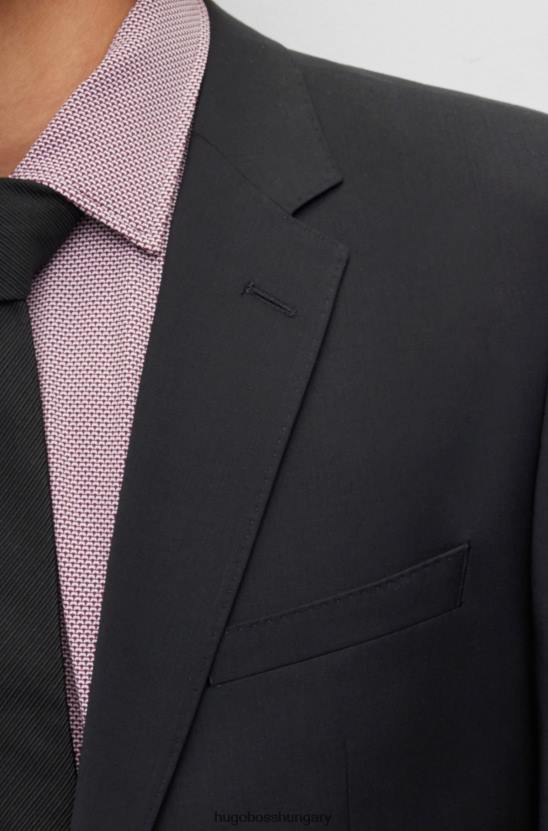 Hugo Boss normál szabású öltöny melange gyapjúkeverékből, hugo black 80P61872 fekete
