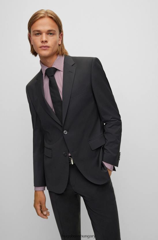Hugo Boss normál szabású öltöny melange gyapjúkeverékből, hugo black 80P61872 fekete