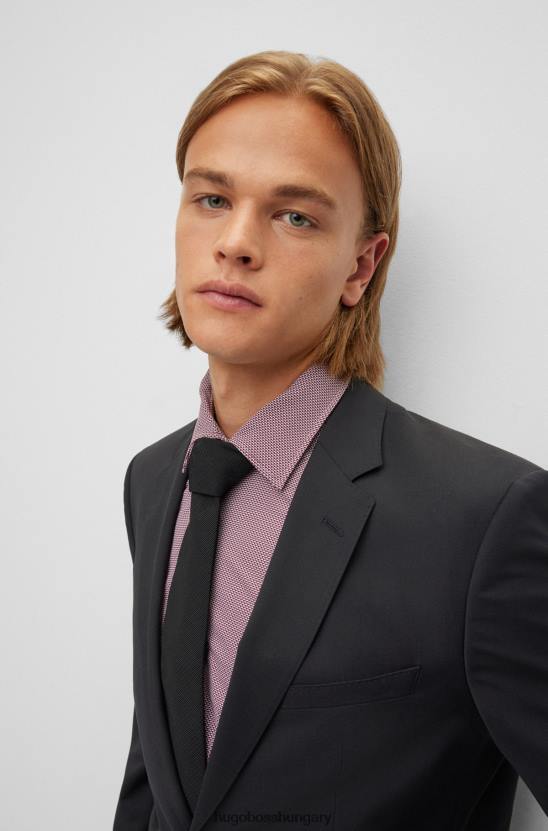 Hugo Boss normál szabású öltöny melange gyapjúkeverékből, hugo black 80P61872 fekete