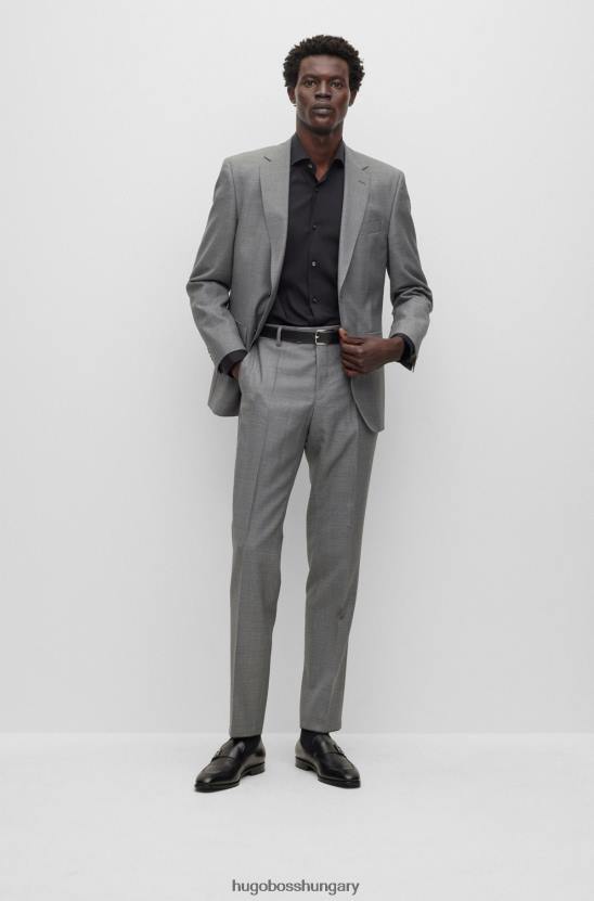 Hugo Boss normál szabású öltöny mikromintás szűz gyapjú sötétszürke hugo-ból 80P62779 sötétszürke
