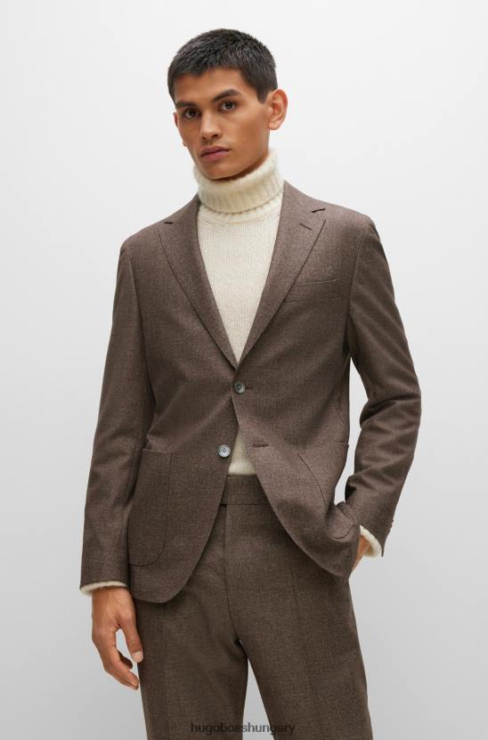 Hugo Boss normál szabású öltöny mintás szűz-gyapjú keverékű barna hugóban 80P63025 barna