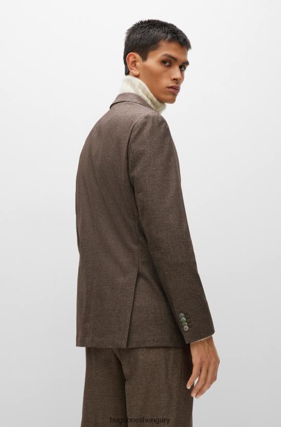 Hugo Boss normál szabású öltöny mintás szűz-gyapjú keverékű barna hugóban 80P63025 barna