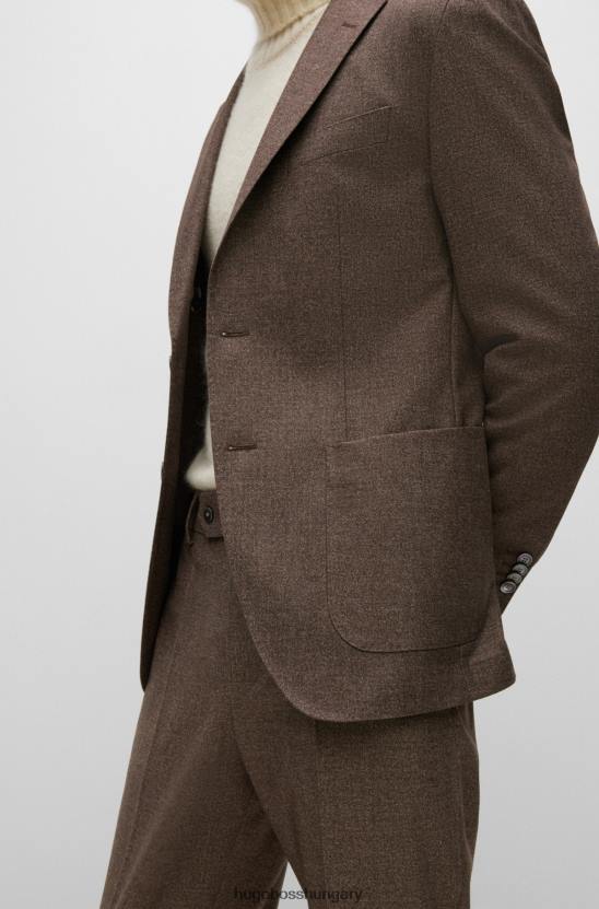 Hugo Boss normál szabású öltöny mintás szűz-gyapjú keverékű barna hugóban 80P63025 barna